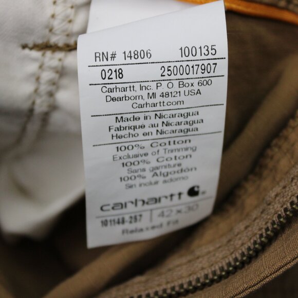 Carhartt Force Pants NWT Mens 42x30 Brown Tappen Cargo Relaxed Fit Straight - Picture 14 of 16